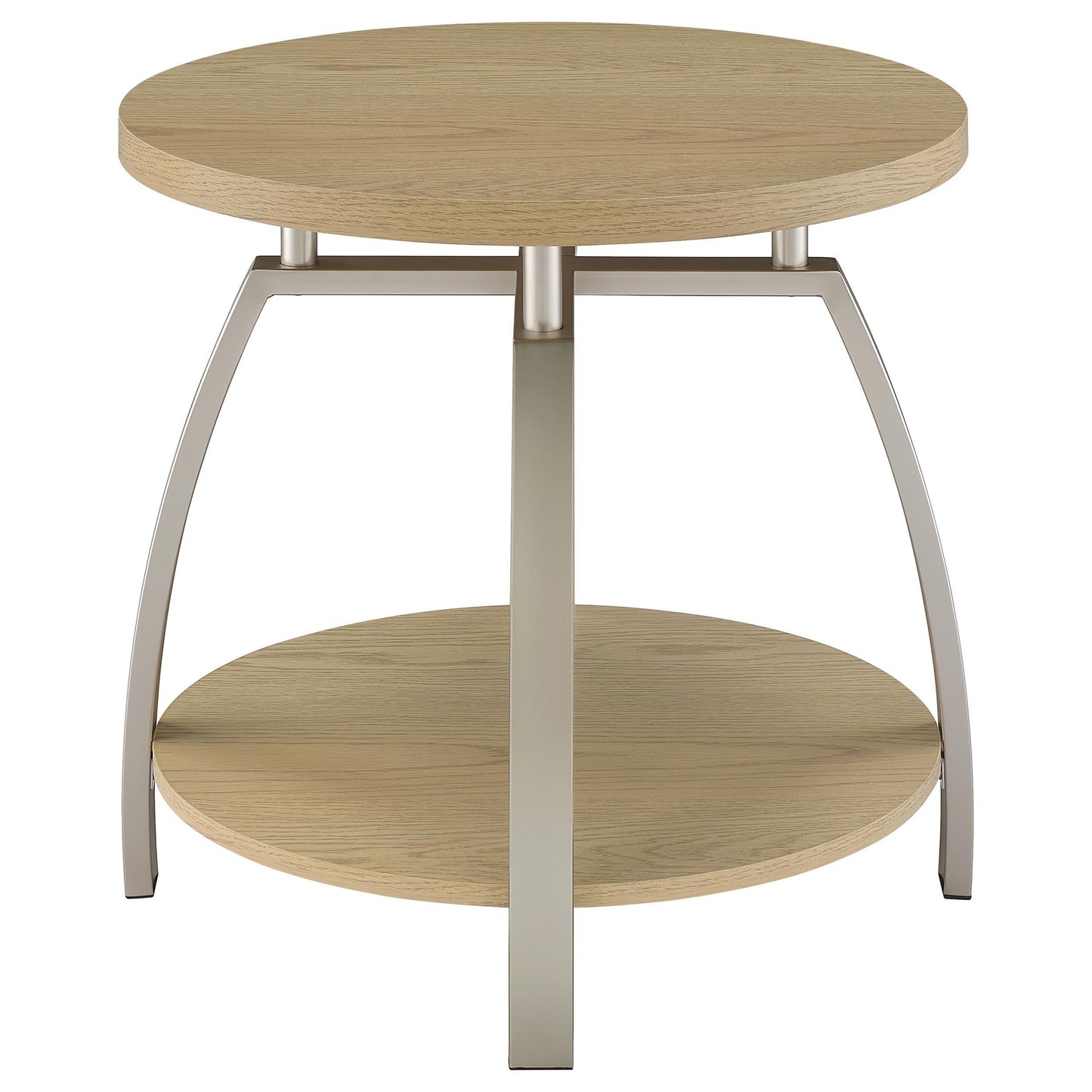  Coaster Furniture Dacre 720317 Round Engineered Wood Top End Table - Greige IMAGE 1