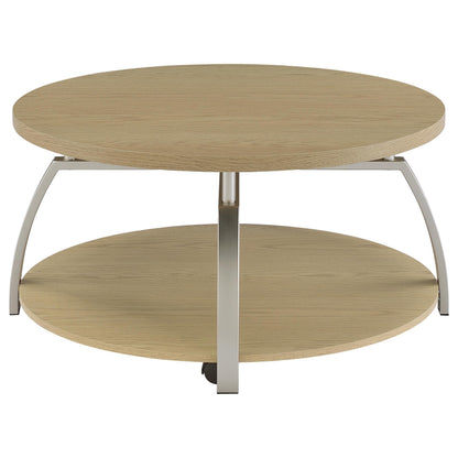  Coaster Furniture Dacre 720318 Round Engineered Wood Top Coffee Table - Greige IMAGE 1