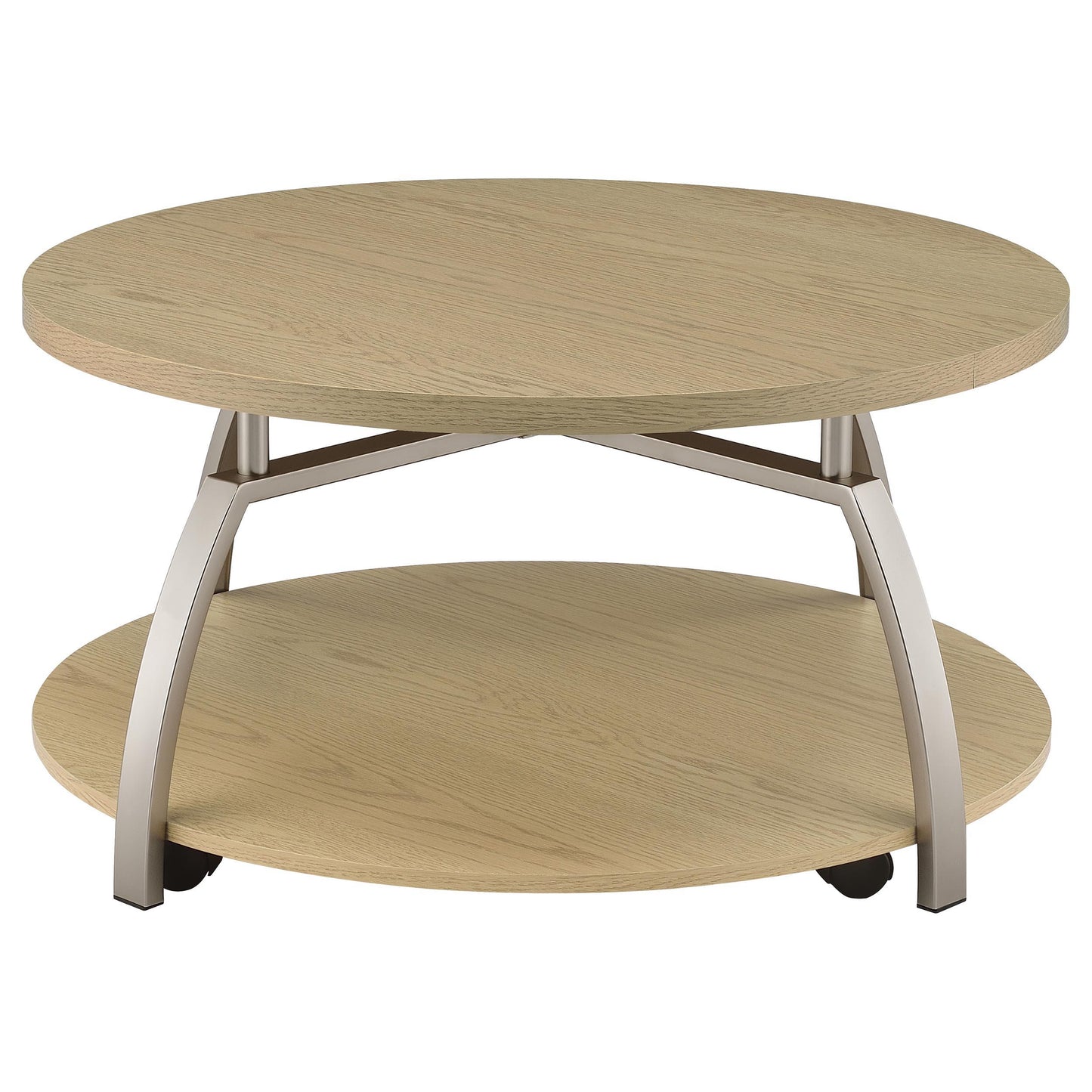  Coaster Furniture Dacre 720318 Round Engineered Wood Top Coffee Table - Greige IMAGE 7