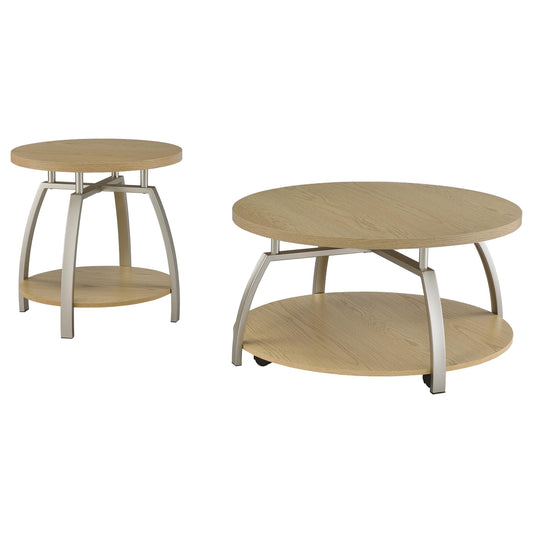  Coaster Furniture Dacre 720318-S2 2-piece Round Coffee and End Table Set - Greige IMAGE 1