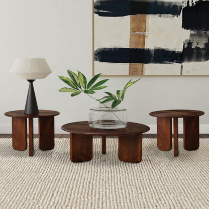  Coaster Furniture Dale 721998-S3 3-piece Solid Wood Coffee and End Table Set - Brown IMAGE 2