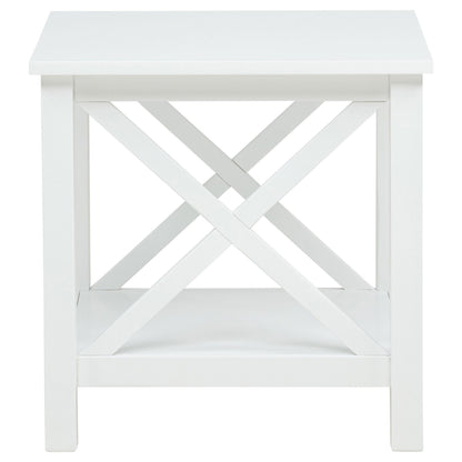  Coaster Furniture Skyview 722087 Square Pine Wood End Table with Shelf - White IMAGE 3