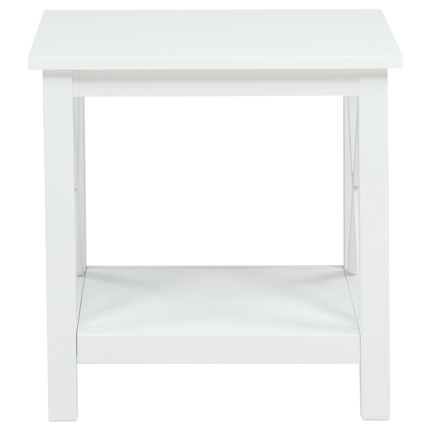  Coaster Furniture Skyview 722087 Square Pine Wood End Table with Shelf - White IMAGE 8