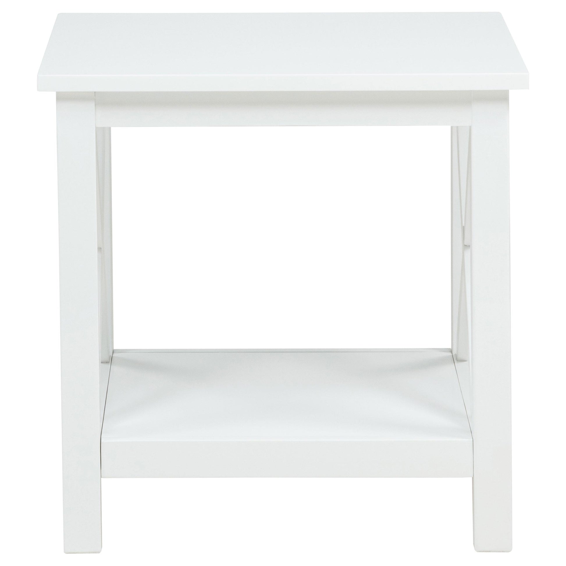  Coaster Furniture Skyview 722087 Square Pine Wood End Table with Shelf - White IMAGE 8