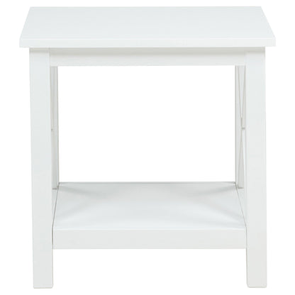  Coaster Furniture Skyview 722087 Square Pine Wood End Table with Shelf - White IMAGE 8