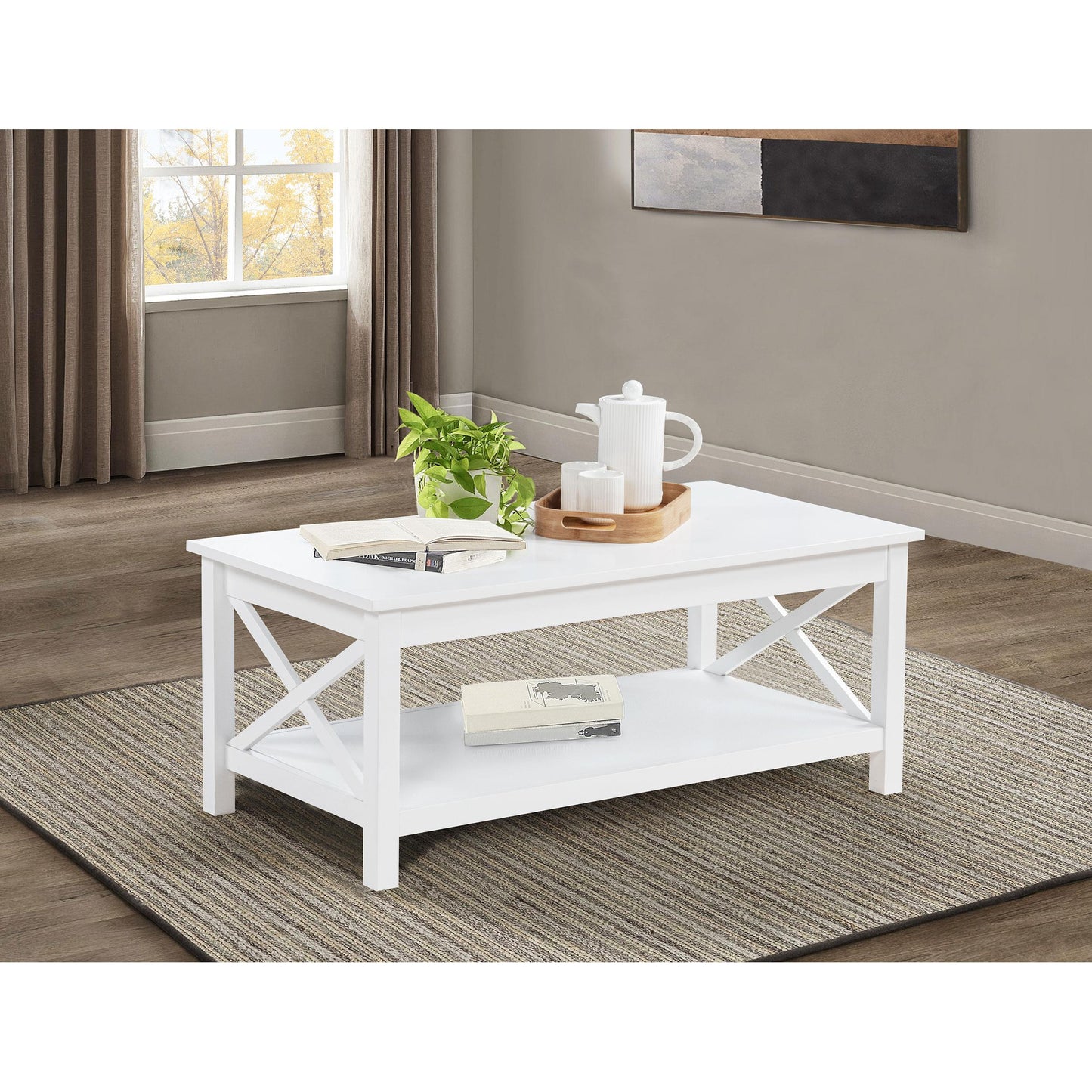  Coaster Furniture Skyview 722088 44-inch Rectangular Lift Top Coffee Table - White IMAGE 6
