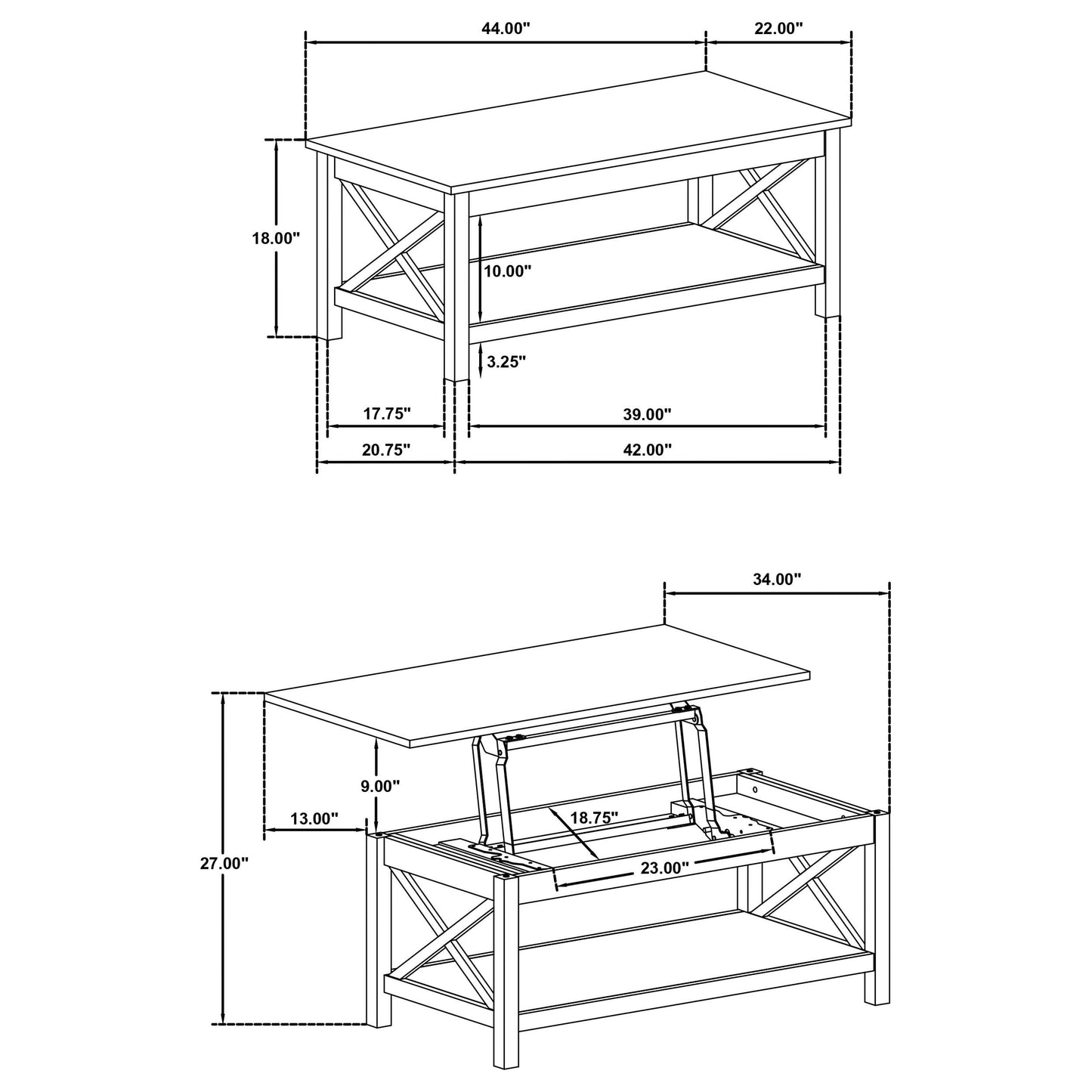  Coaster Furniture Skyview 722088 44-inch Rectangular Lift Top Coffee Table - White IMAGE 8