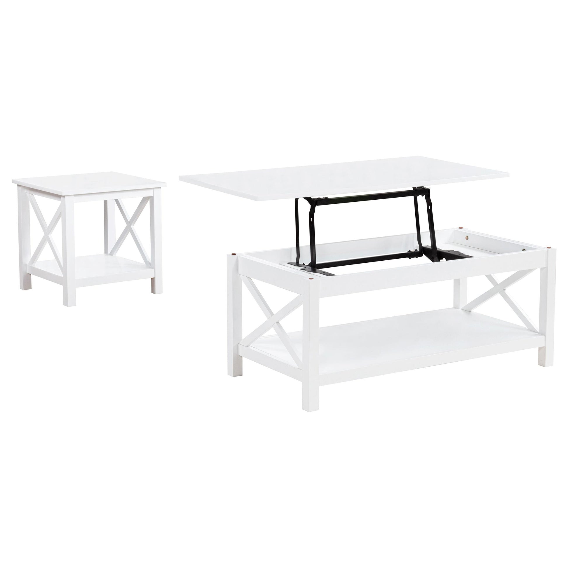  Coaster Furniture Skyview 722088-S2 2-piece Rectangular Lift Top Coffee Table Set - White IMAGE 2