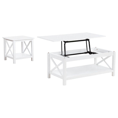  Coaster Furniture Skyview 722088-S2 2-piece Rectangular Lift Top Coffee Table Set - White IMAGE 2