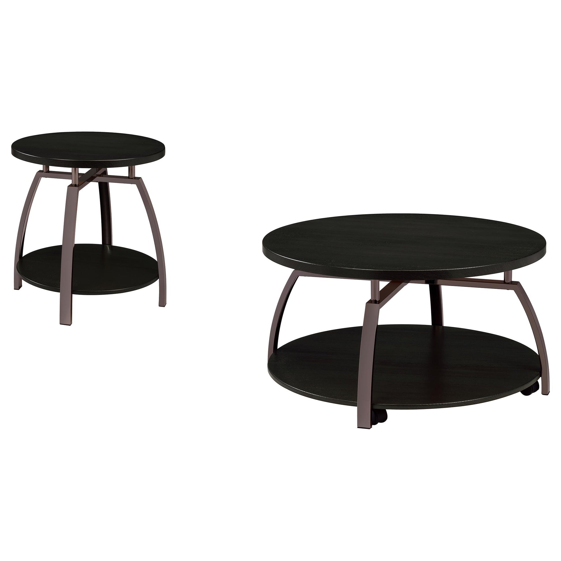 Coaster Furniture Dacre 722208-S2 2-piece Round Coffee and End Table Set - Dark Charcoal IMAGE 6