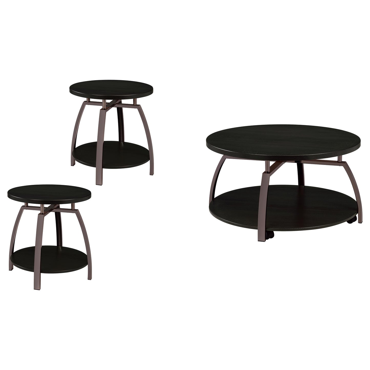  Coaster Furniture Dacre 722208-S3 3-piece Round Coffee and End Table Set - Dark Charcoal IMAGE 6