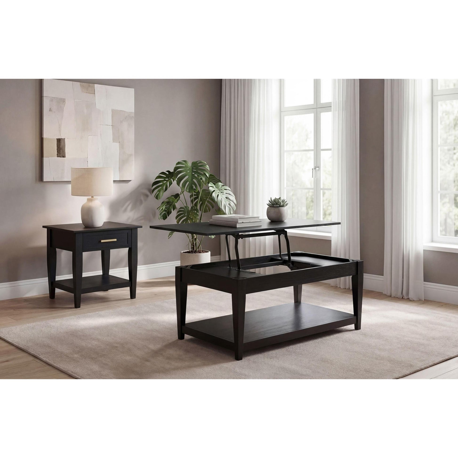  Coaster Furniture Lindenton 722727 1-drawer Wood Occasional End Table - Black IMAGE 14