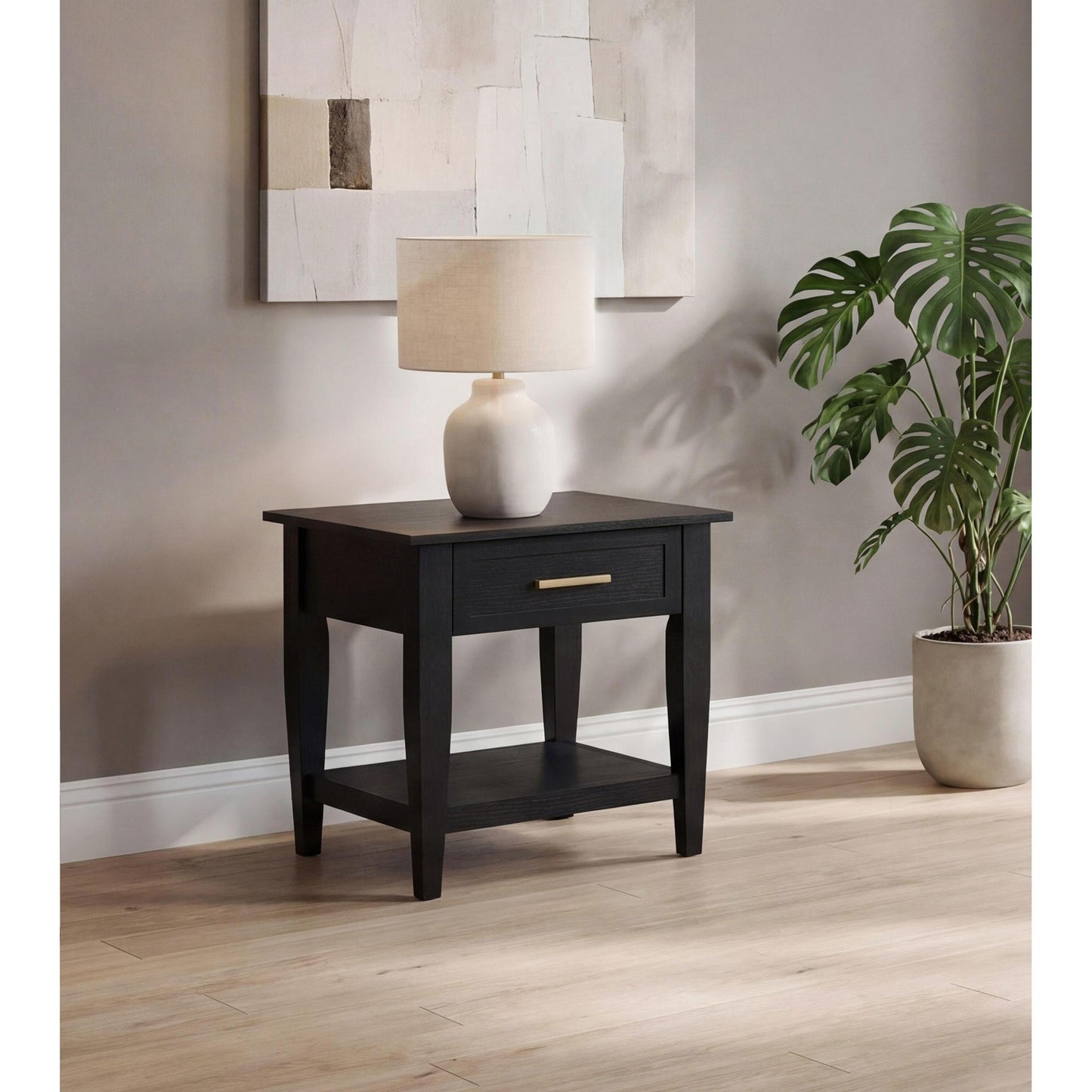  Coaster Furniture Lindenton 722727 1-drawer Wood Occasional End Table - Black IMAGE 2