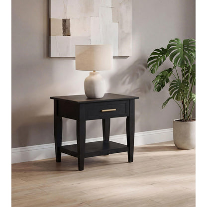  Coaster Furniture Lindenton 722727 1-drawer Wood Occasional End Table - Black IMAGE 2