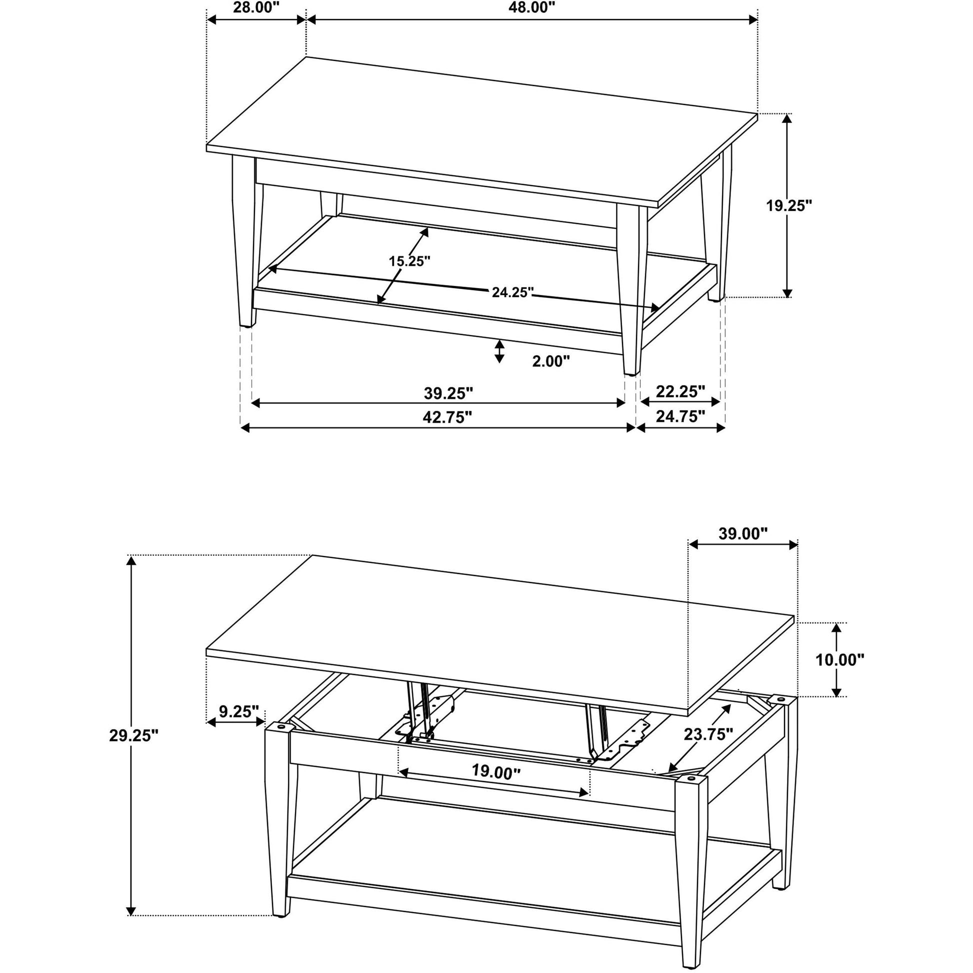  Coaster Furniture Lindenton 722728-S3 3-piece Wood Lift-Top Coffee and End Table Set - Black IMAGE 14