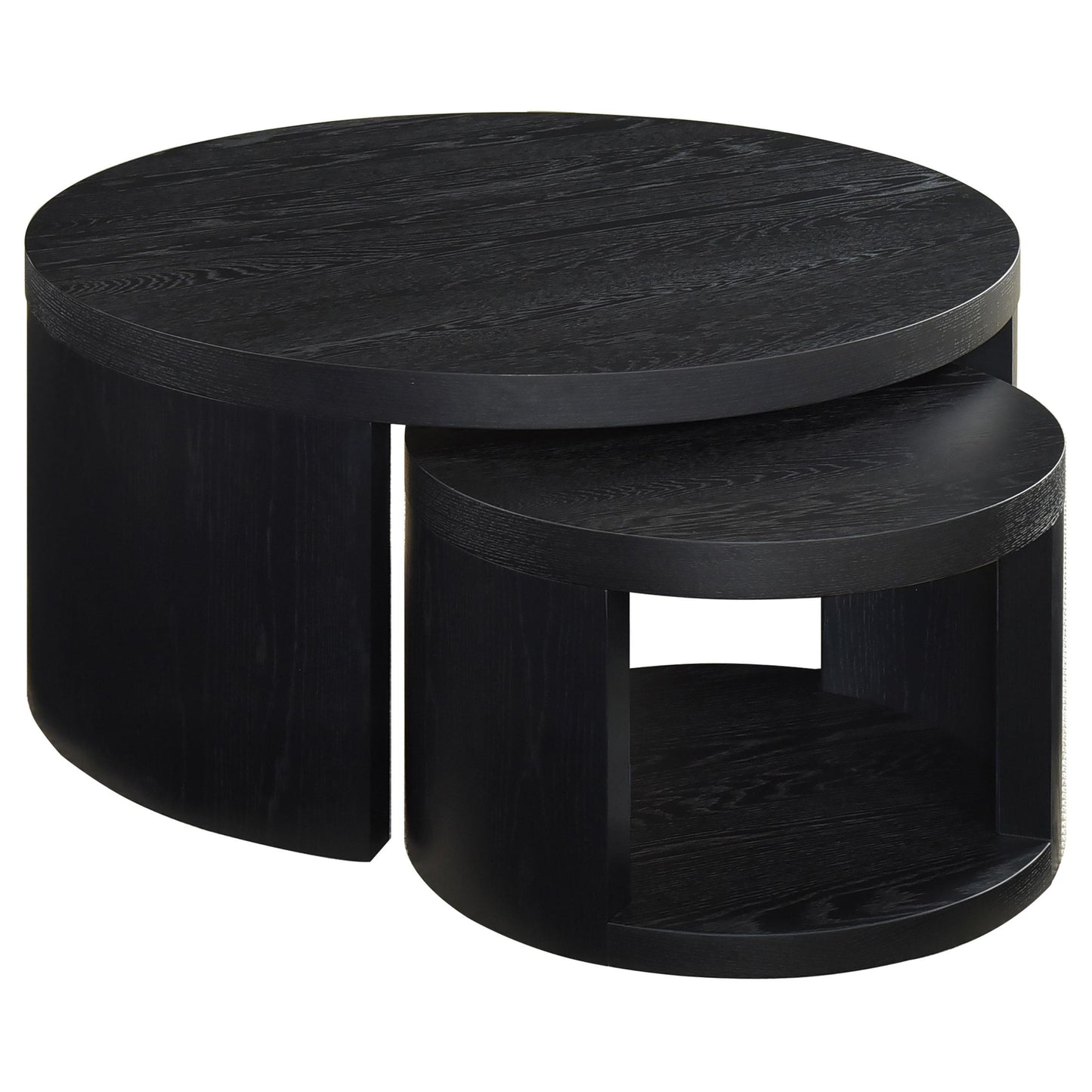  Coaster Furniture Sweeney 722820 2-piece Round Wood Occasional Nesting Table Set - Black IMAGE 1