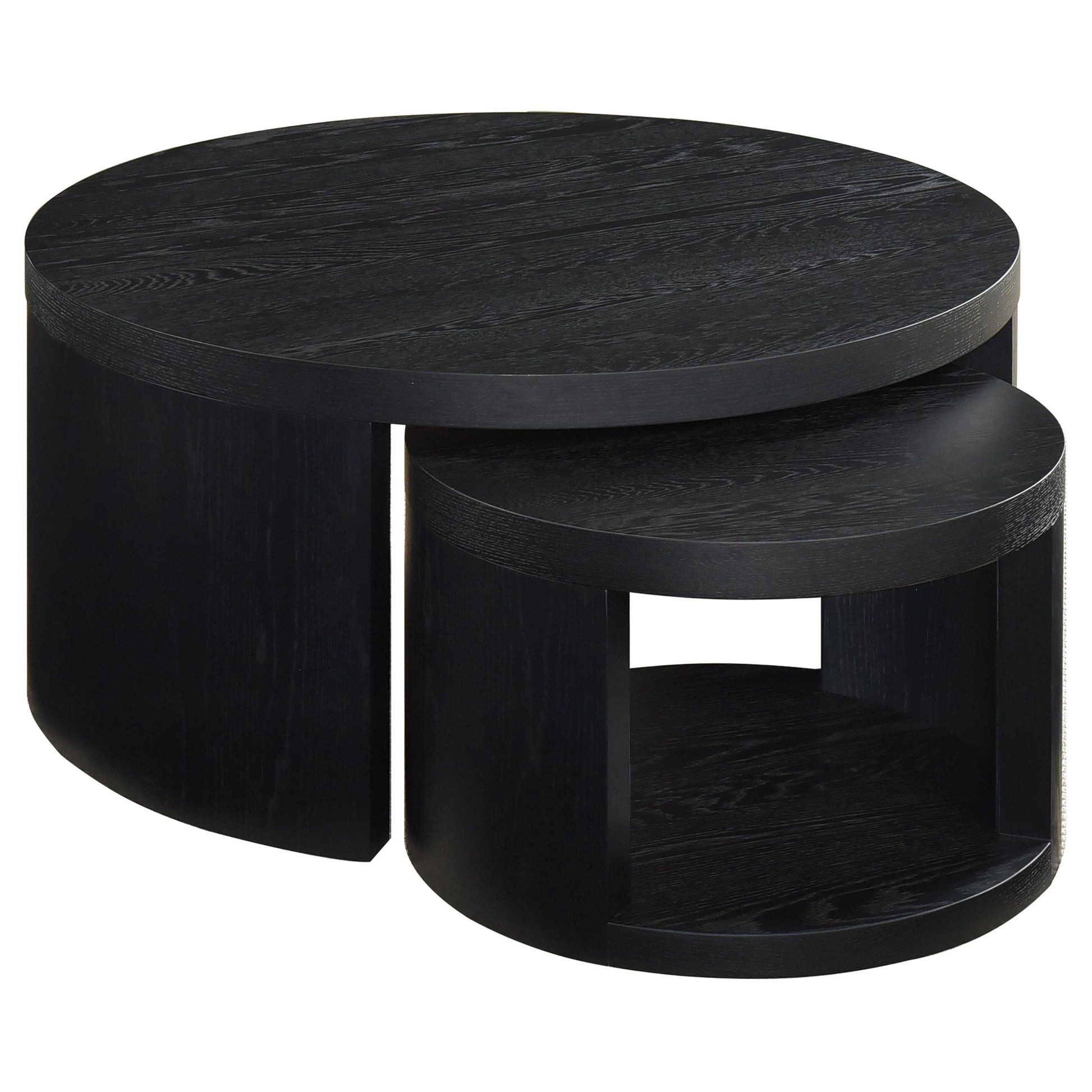  Coaster Furniture Sweeney 722820 2-piece Round Wood Occasional Nesting Table Set - Black IMAGE 1
