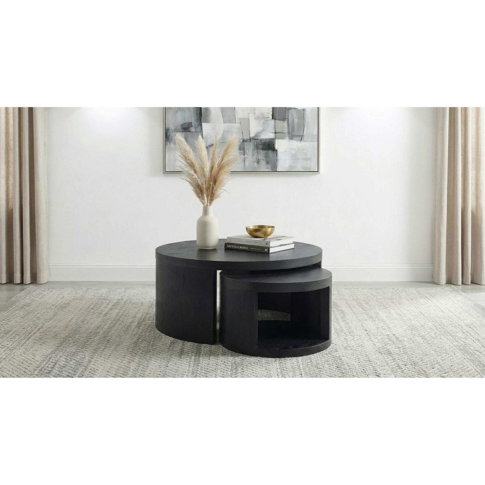  Coaster Furniture Sweeney 722820 2-piece Round Wood Occasional Nesting Table Set - Black IMAGE 5