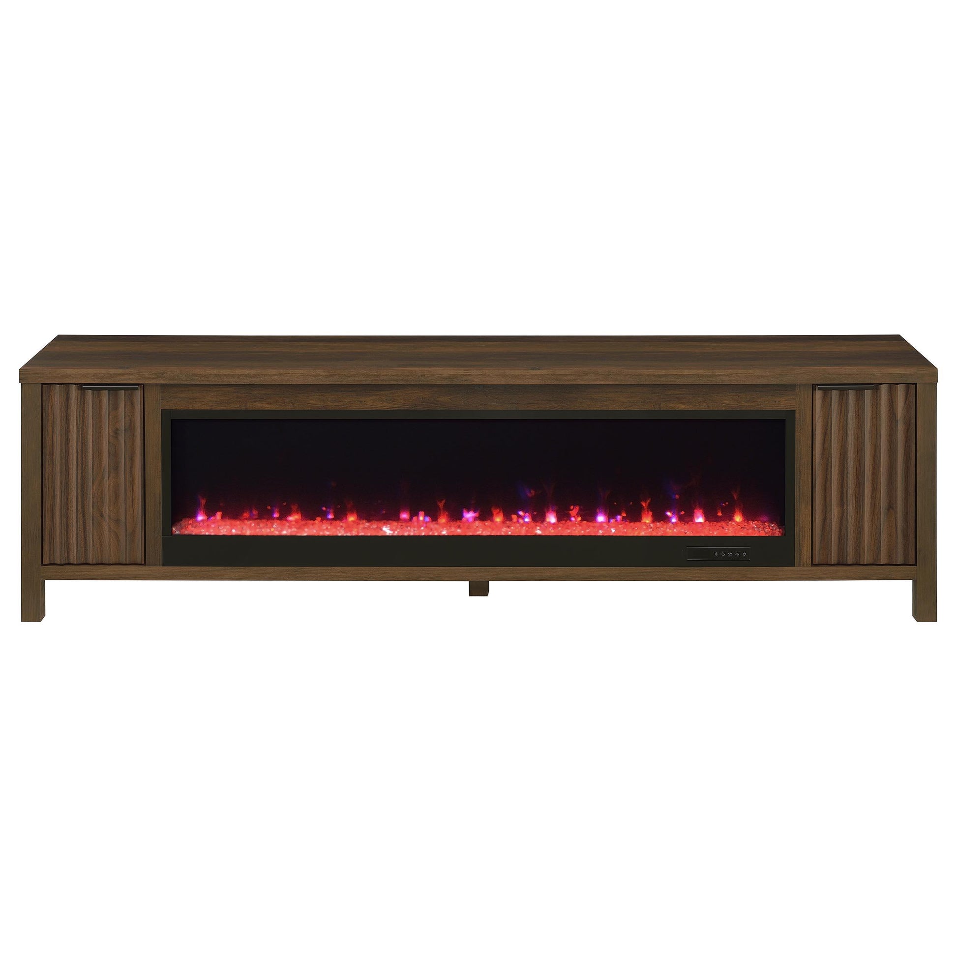  Coaster Furniture Carey 722823 79-inch TV Stand Fireplace Media Console - Dark Pine IMAGE 4