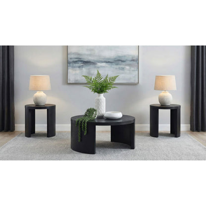  Coaster Furniture Sweeney 722828-S3 3-piece Coffee and End Occasional Table Set - Black IMAGE 2