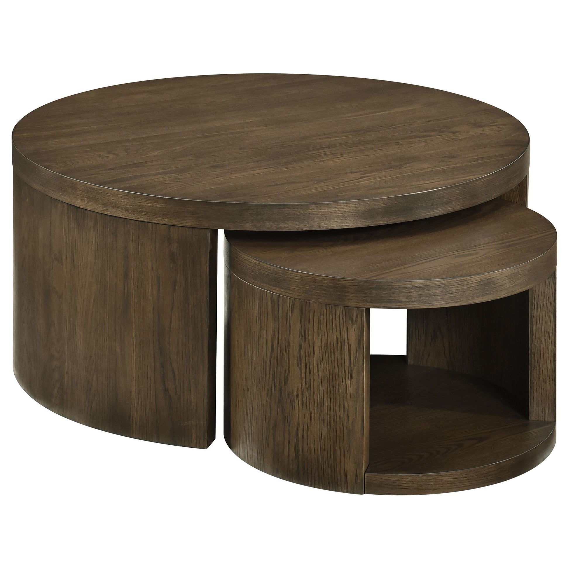  Coaster Furniture Sweeney 722830 2-piece Round Wood Occasional Nesting Table Set - Dark Walnut IMAGE 1