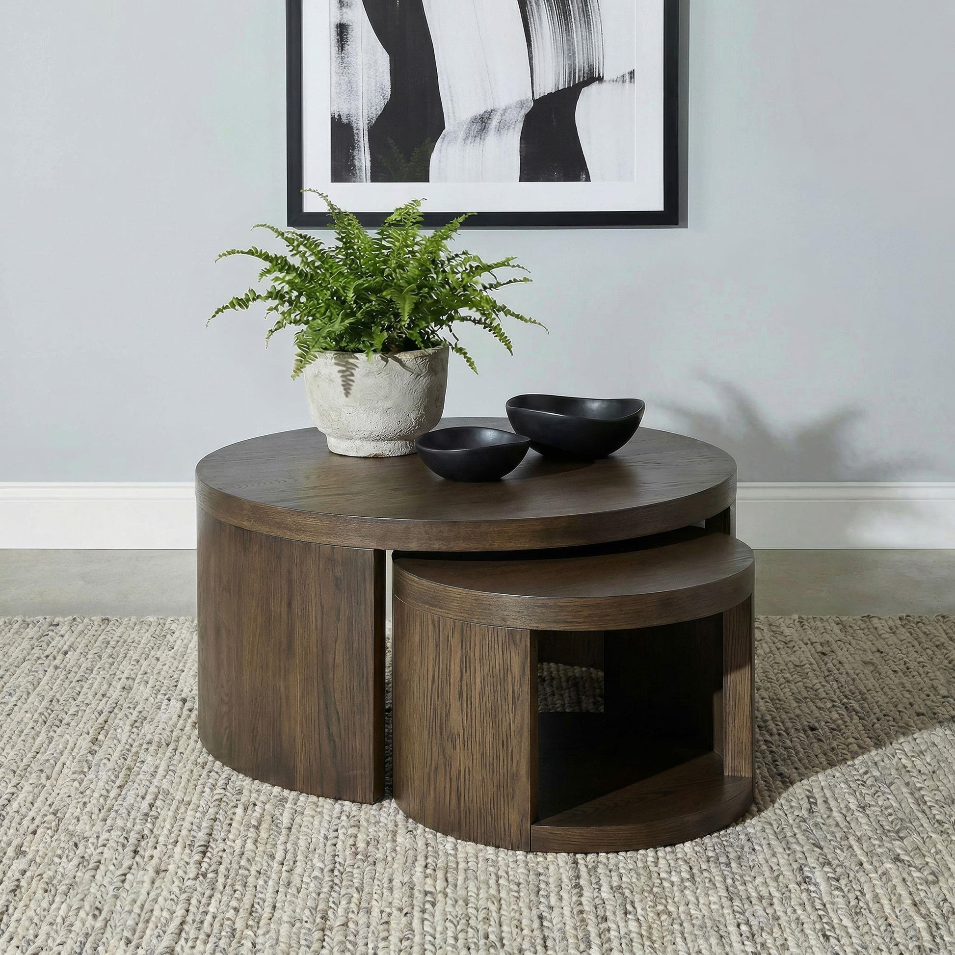  Coaster Furniture Sweeney 722830 2-piece Round Wood Occasional Nesting Table Set - Dark Walnut IMAGE 6