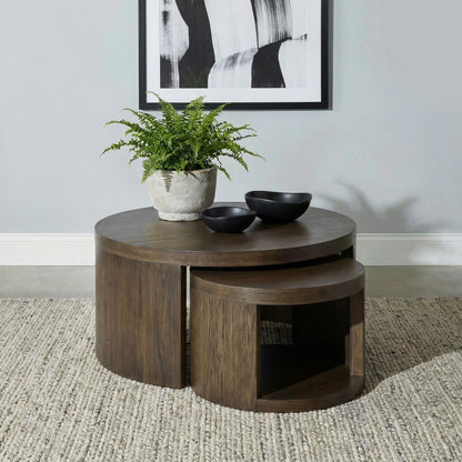  Coaster Furniture Sweeney 722830 2-piece Round Wood Occasional Nesting Table Set - Dark Walnut IMAGE 6