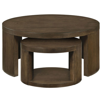  Coaster Furniture Sweeney 722830 2-piece Round Wood Occasional Nesting Table Set - Dark Walnut IMAGE 9