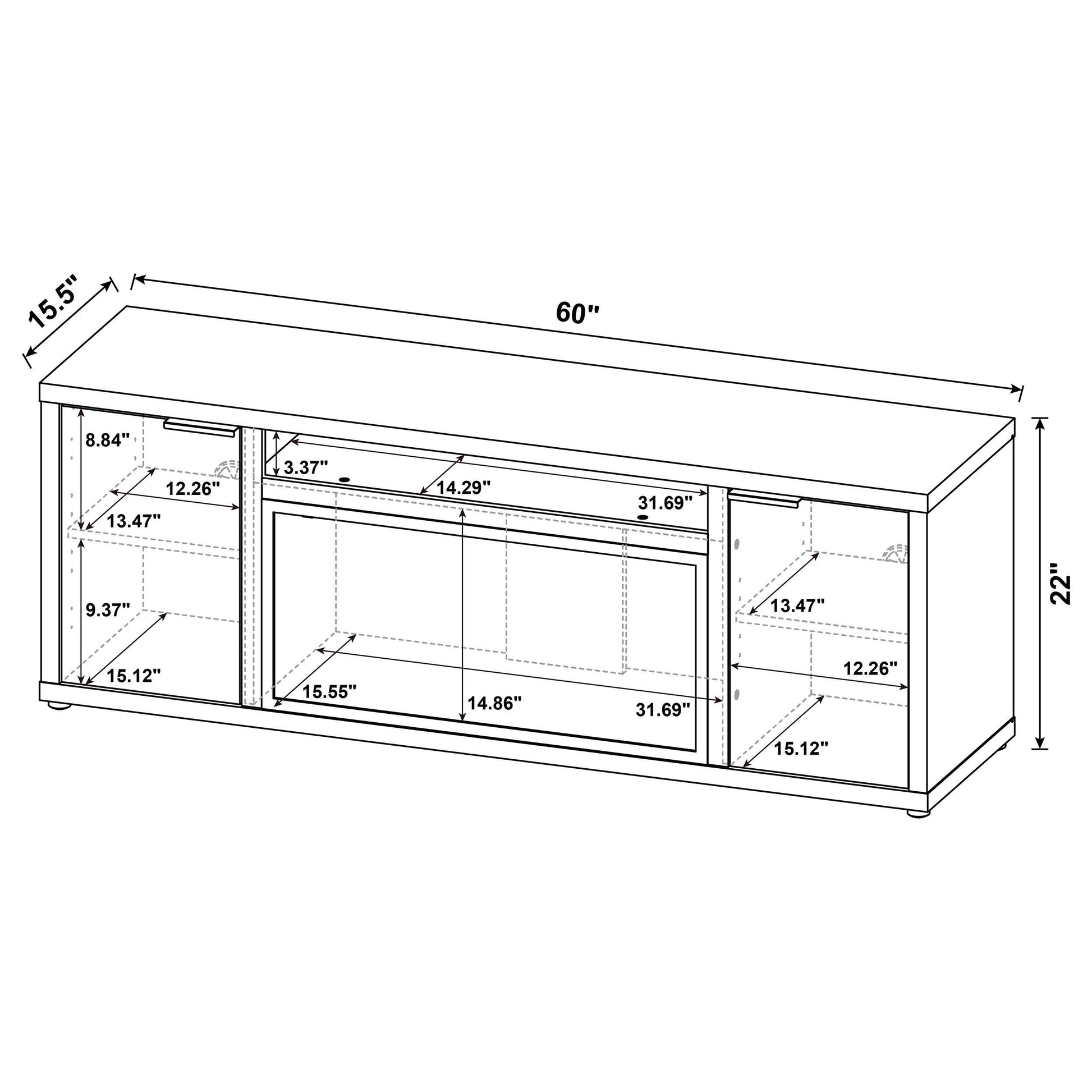  Coaster Furniture Fuller 722852 60-inch 2-door TV Stand Fireplace Media Console - Mango IMAGE 14