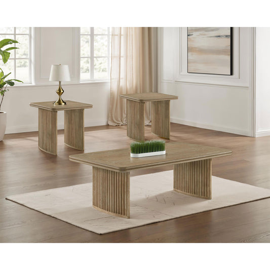  Coaster Furniture Adina 722858-S3 3-piece Wood Coffee Table Set - Distressed Light Brown IMAGE 1