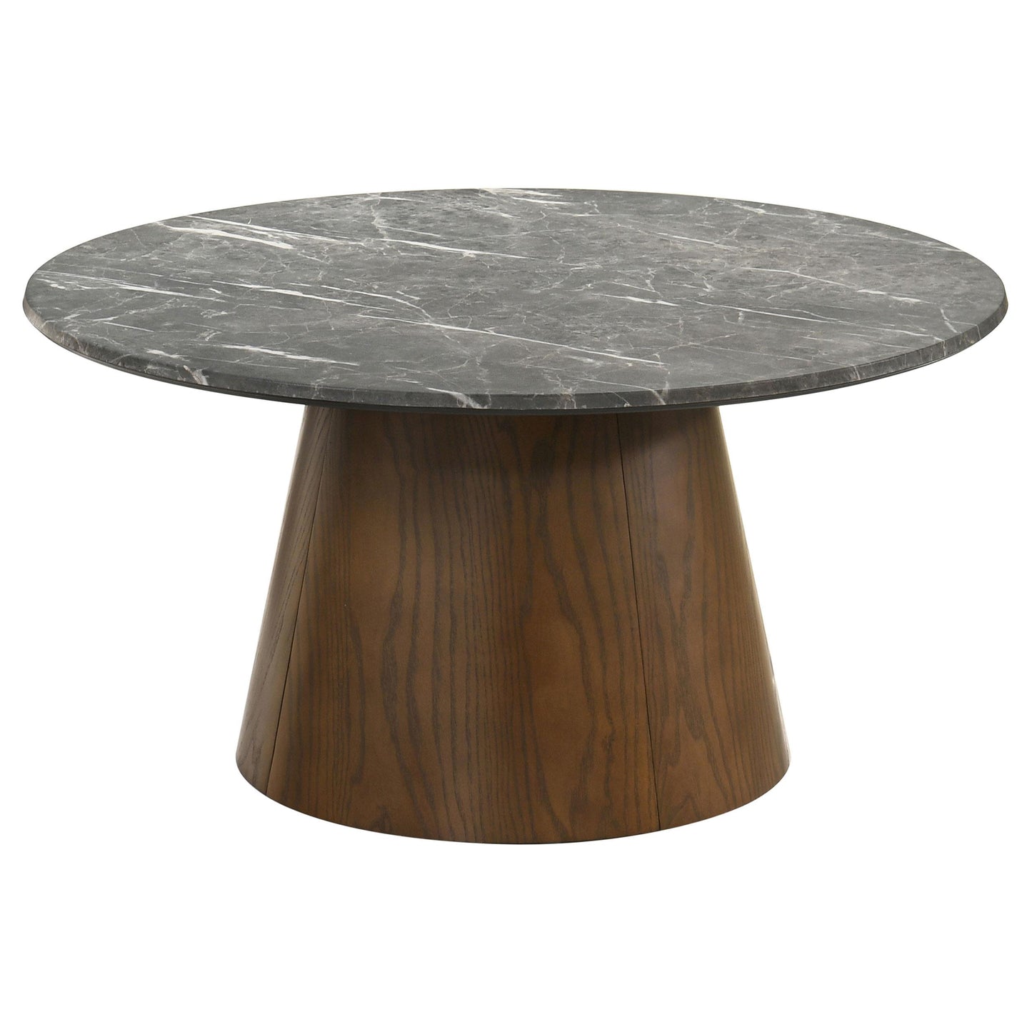  Coaster Furniture Franklin 722978-S3 3-piece Round Pedestal Coffee Table Set - Grey/Dark Brown IMAGE 5