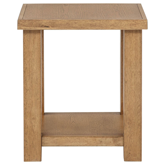  Coaster Furniture Beasley 723327 Square Wood Side Table With Shelf - Golden Oak IMAGE 1