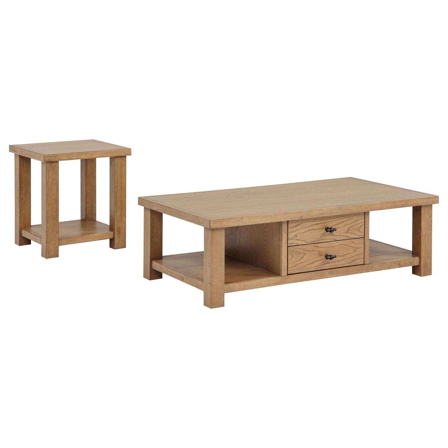  Coaster Furniture Beasley 723328-S2 2-Piece Wood Coffee Table Set - Golden Oak IMAGE 3