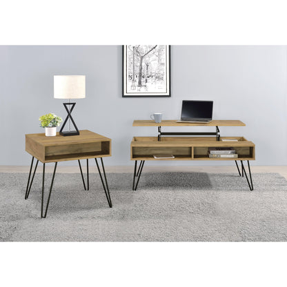  Coaster Furniture Fanning 723368-S2 2-piece Lift Top Coffee and End Table Set - Golden Oak IMAGE 5