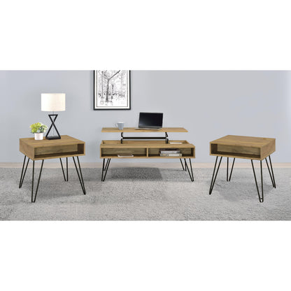 Coaster Furniture Fanning 723368-S3 3-piece Lift Top Coffee and End Table Set - Golden Oak IMAGE 5