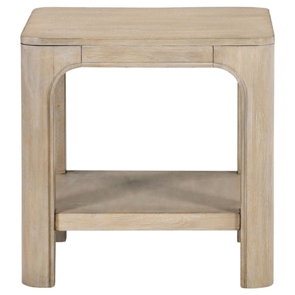  Coaster Furniture Solano 723487 Square Wood End Table with Shelf - Weathered Mango IMAGE 2