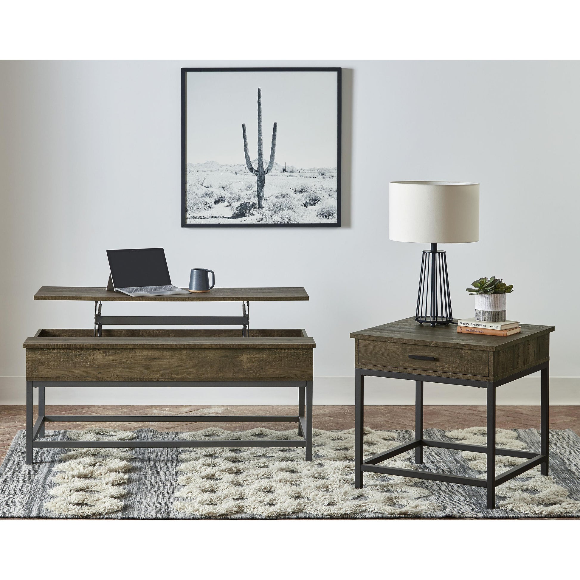  Coaster Furniture Byers 723778-S2 2-piece Lift Top Coffee and End Table Set - Brown Oak IMAGE 3