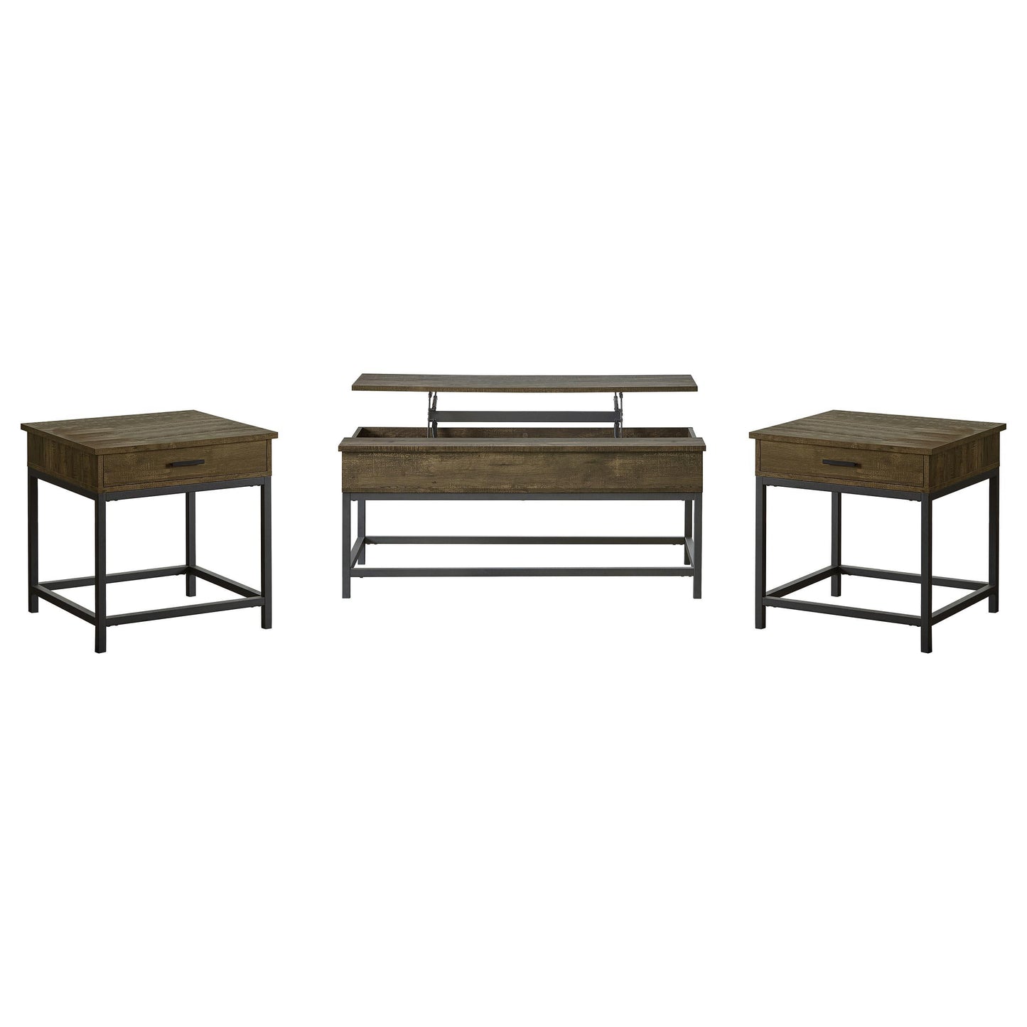  Coaster Furniture Byers 723778-S3 3-piece Lift Top Coffee and End Table Set - Brown Oak IMAGE 2