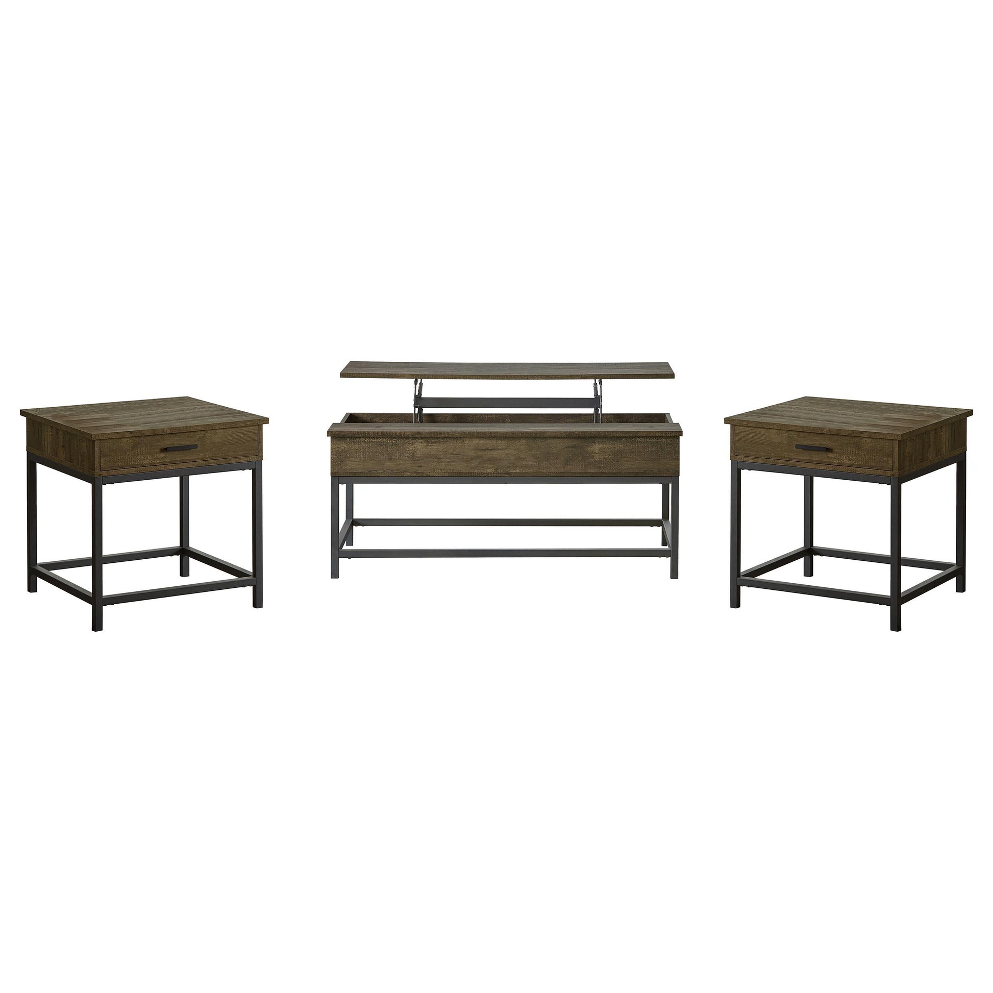  Coaster Furniture Byers 723778-S3 3-piece Lift Top Coffee and End Table Set - Brown Oak IMAGE 2