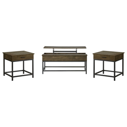  Coaster Furniture Byers 723778-S3 3-piece Lift Top Coffee and End Table Set - Brown Oak IMAGE 2