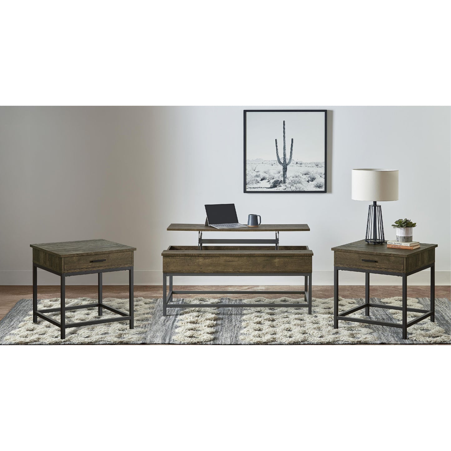  Coaster Furniture Byers 723778-S3 3-piece Lift Top Coffee and End Table Set - Brown Oak IMAGE 3