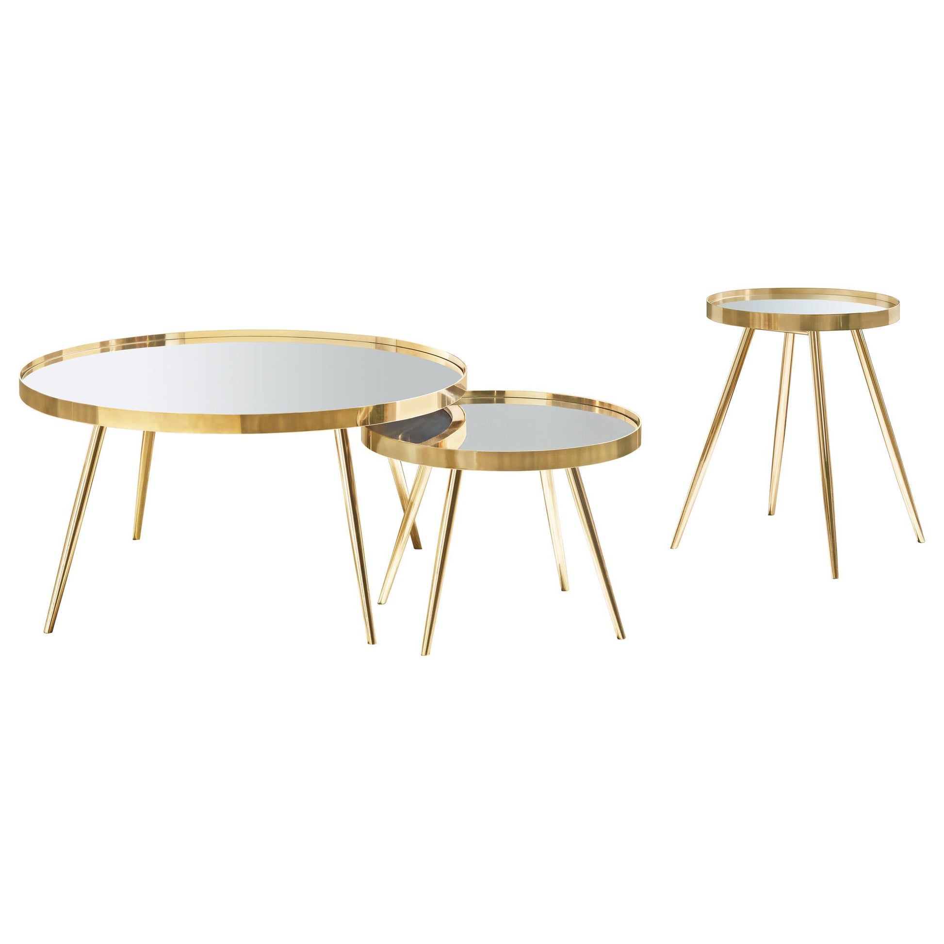  Coaster Furniture Kaelyn 723918-S2 3-piece Round Coffee and End Table Set - Gold IMAGE 2