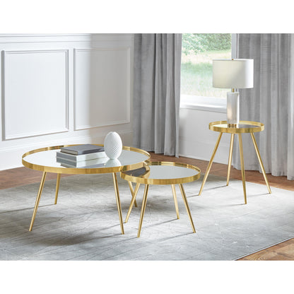 Coaster Furniture Kaelyn 723918-S2 3-piece Round Coffee and End Table Set - Gold IMAGE 3