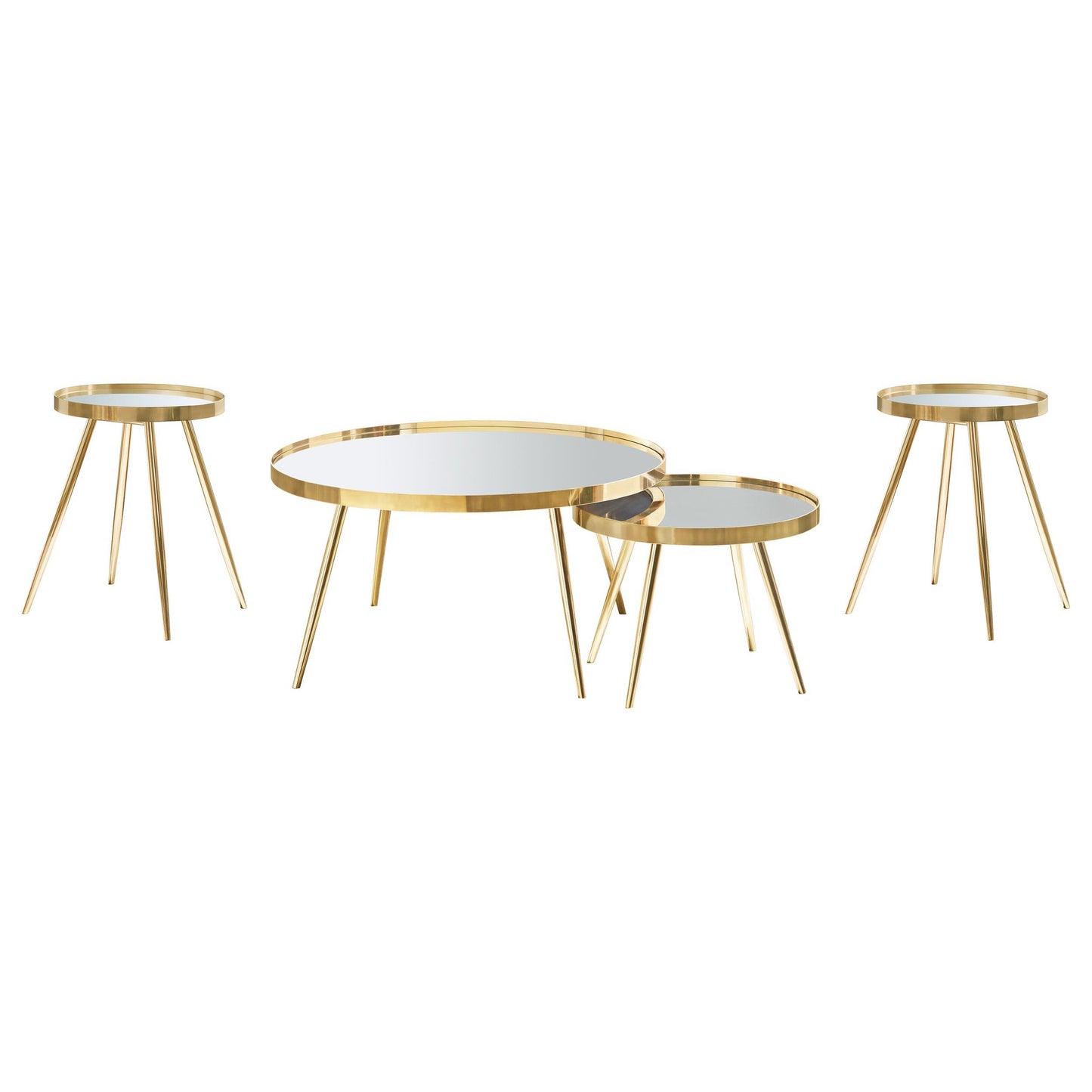  Coaster Furniture Kaelyn 723918-S3 4-piece Round Coffee and End Table Set - Gold IMAGE 1