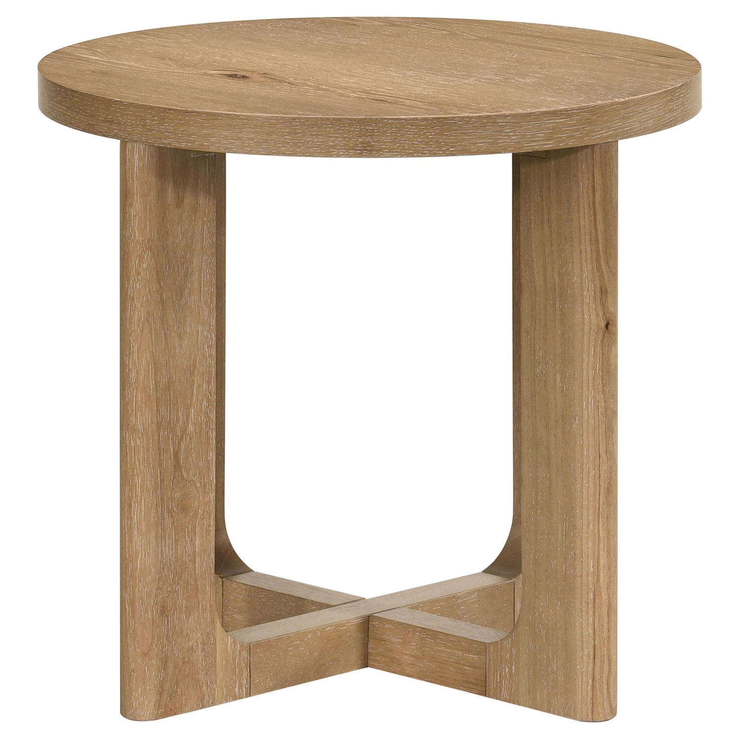  Coaster Furniture Kessler 735987 Round Sculptural Wood End Table - Light Oak IMAGE 7