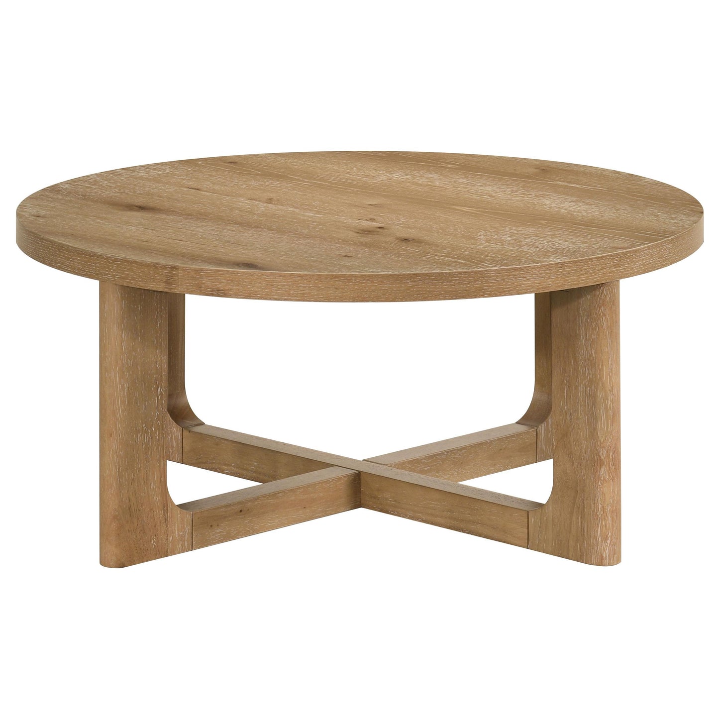  Coaster Furniture Kessler 735988 Round Sculptural Wood Coffee Table - Light Oak IMAGE 2