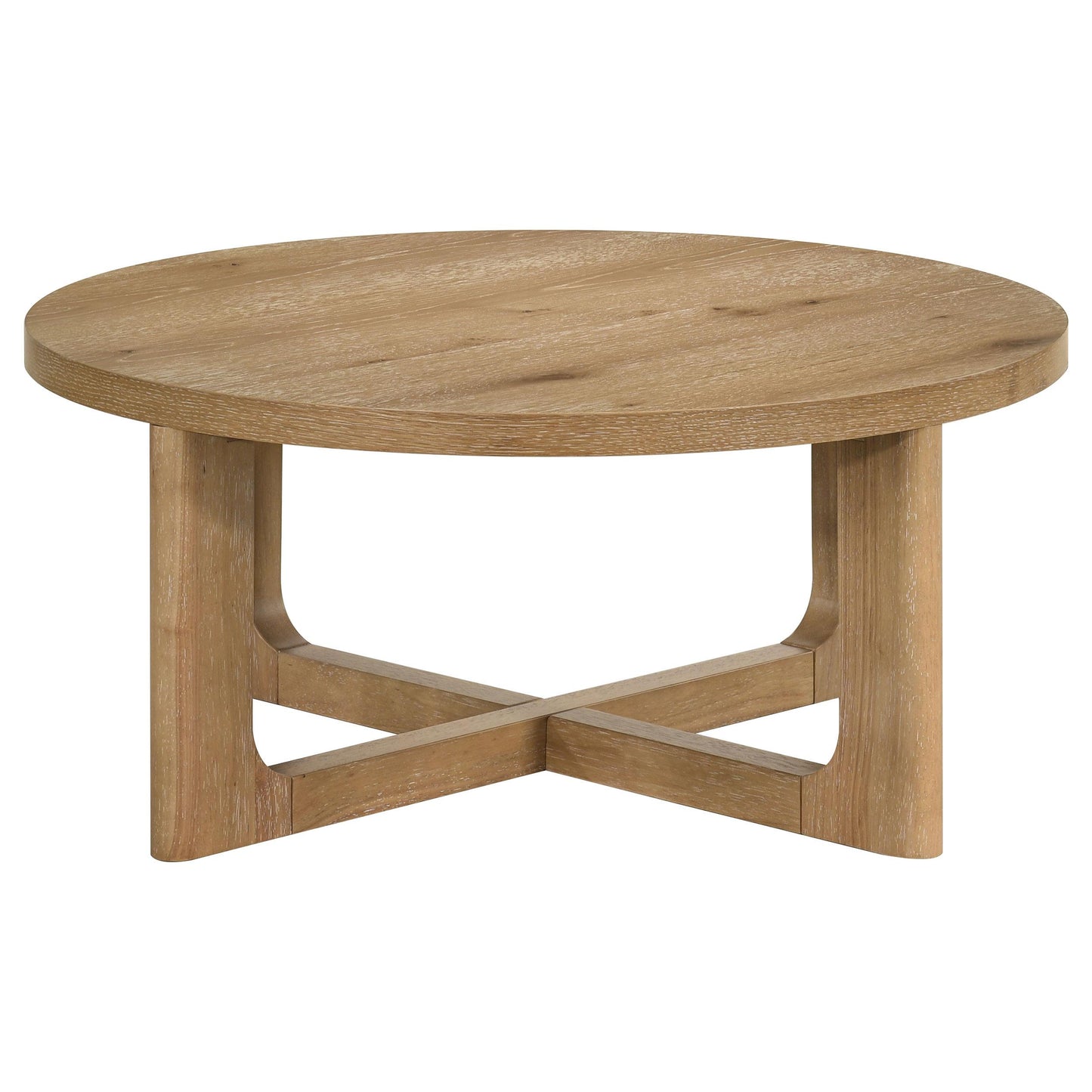  Coaster Furniture Kessler 735988 Round Sculptural Wood Coffee Table - Light Oak IMAGE 7