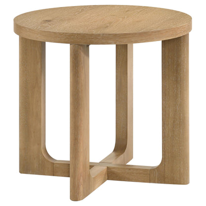  Coaster Furniture Kessler 735988-S2 2-piece Round Sculptural Wood Coffee Table Set - Light Oak IMAGE 10