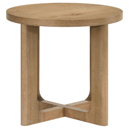  Coaster Furniture Kessler 735988-S2 2-piece Round Sculptural Wood Coffee Table Set - Light Oak IMAGE 3