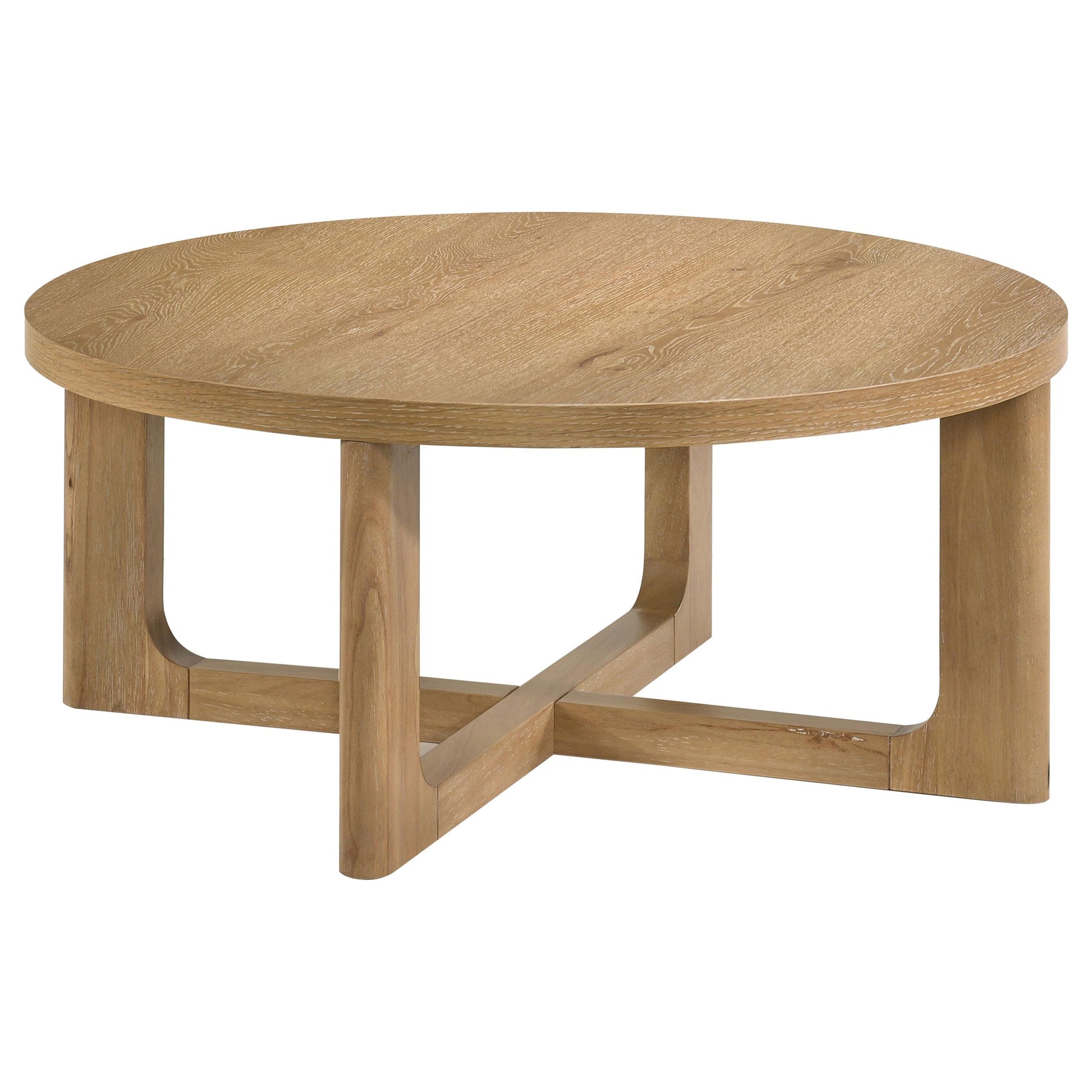  Coaster Furniture Kessler 735988-S2 2-piece Round Sculptural Wood Coffee Table Set - Light Oak IMAGE 7